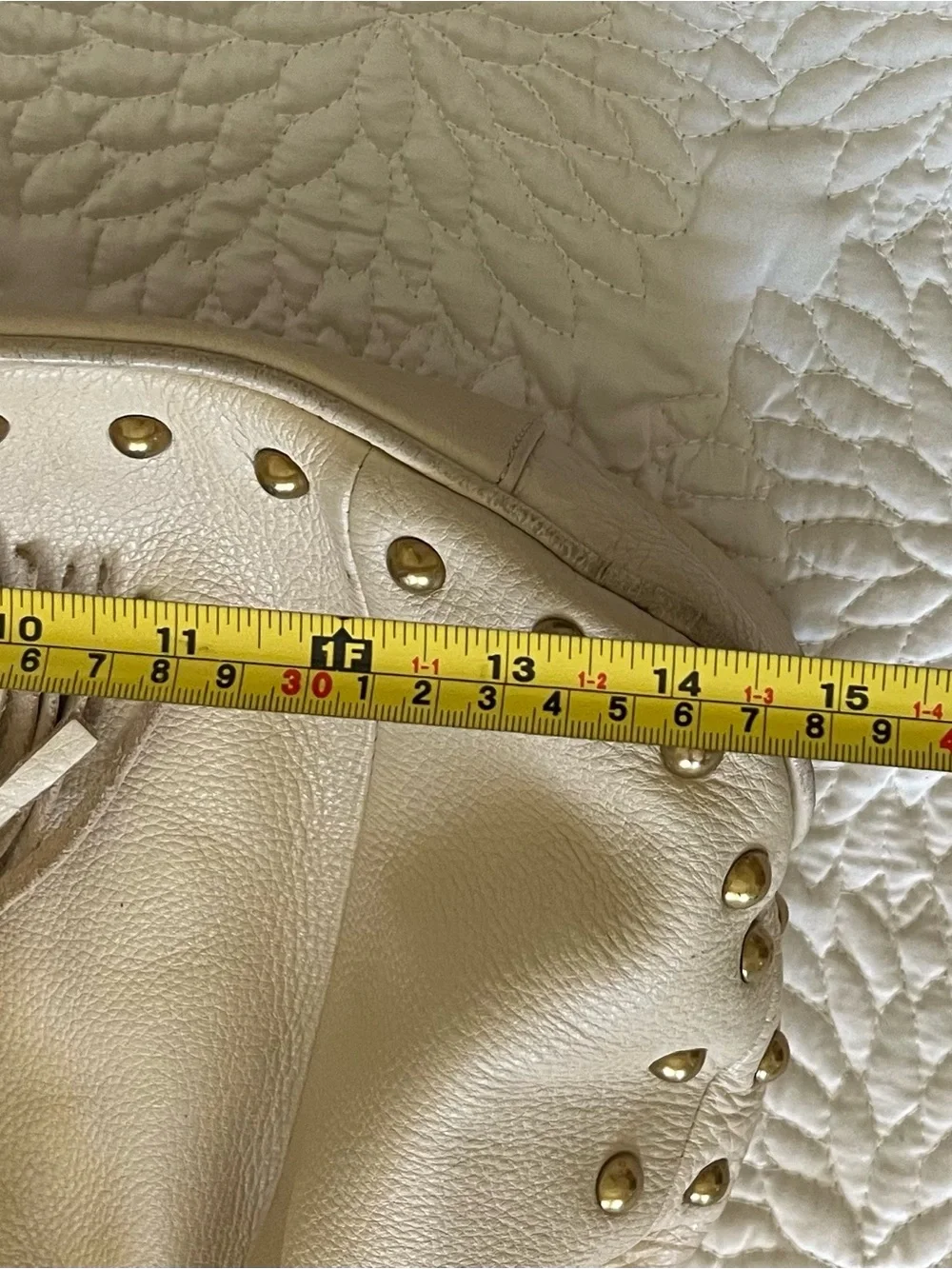 Anne Klein Cream Pebbled Leather Bag